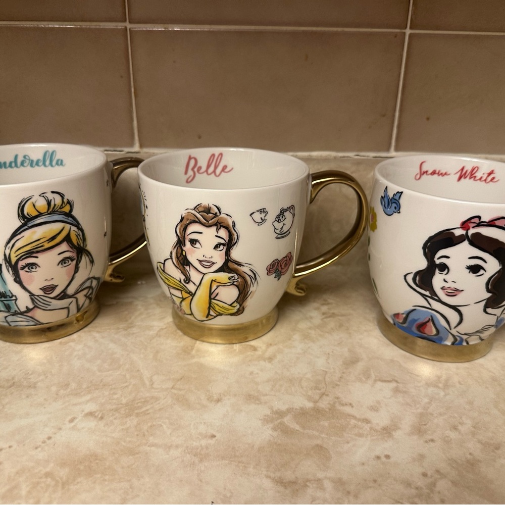 Disney Princess Mug Set with Gold Handles